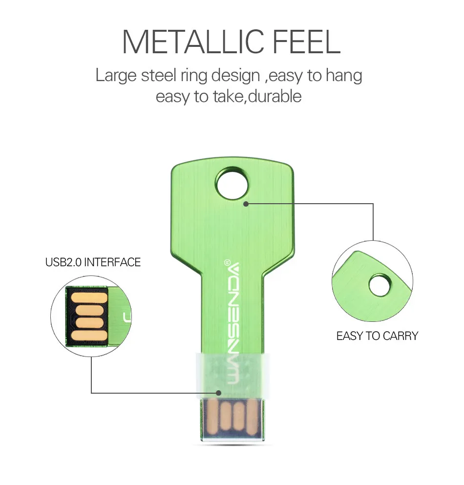 Флэш-накопитель wansenda флэш-ключ привода накопитель; флеш-карта 16 GB USB 2,0 металла флешки 64 GB палочки 32 GB 8 GB 4 GB Водонепроницаемый Stick U диск для ПК