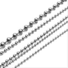 1,5 мм, 2 мм, 2,4 мм, 3,2 мм, шариковые бусины из нержавеющей стали, бисерные шариковые цепи, объемные ювелирные цепочки для ожерелья, сделай сам, изготовление ювелирных изделий