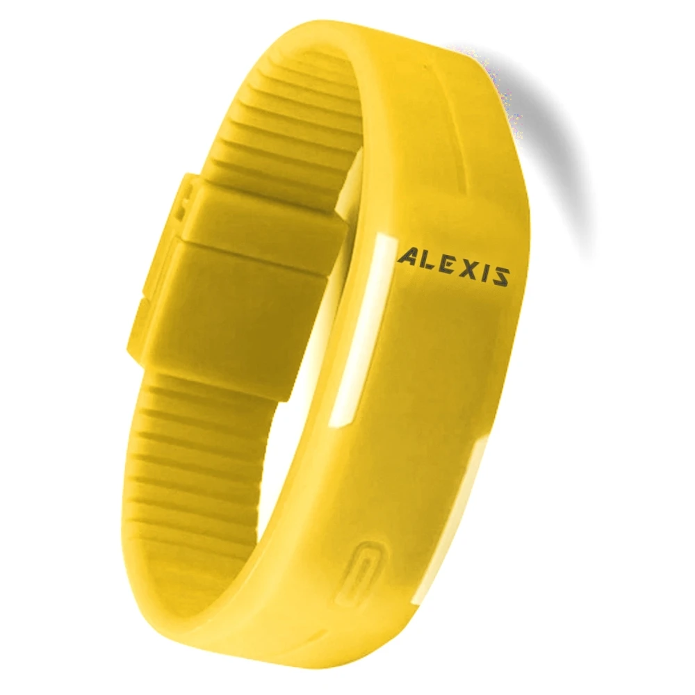 

ALEXIS Popular LED Watches Rectangular Yellow Watchcase Silicone Yellow Band Men Women Digital Watch DW447F