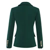 HIGH QUALITY Newest 2022 Designer Blazer Women's Long Sleeve Double Breasted Metal Lion Buttons Blazer Jacket Outer Dark Green ► Photo 3/6