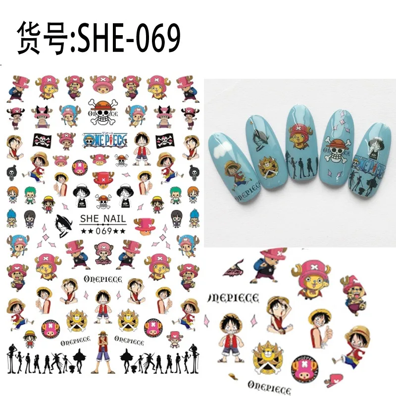 2 sheets adhesive 3d nail sticker foil decals for nails sticker art cartoon design nail art decorations supplies tool - Цвет: 2 Sheets SHE069