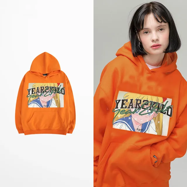 US $23.36 Fashion Chic Mens Hoodies And Sweatshirts Hip Hop Astronaut Print Orange Skateboard Sweatshirt High