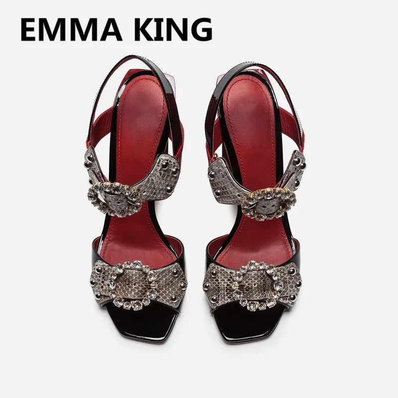 

2019 Snake Prints Crystal Women Gladiator Sandals Open Toe Ankle Sexy High Heels Ladies Summer Casual Shoes Woman Roman Sandals