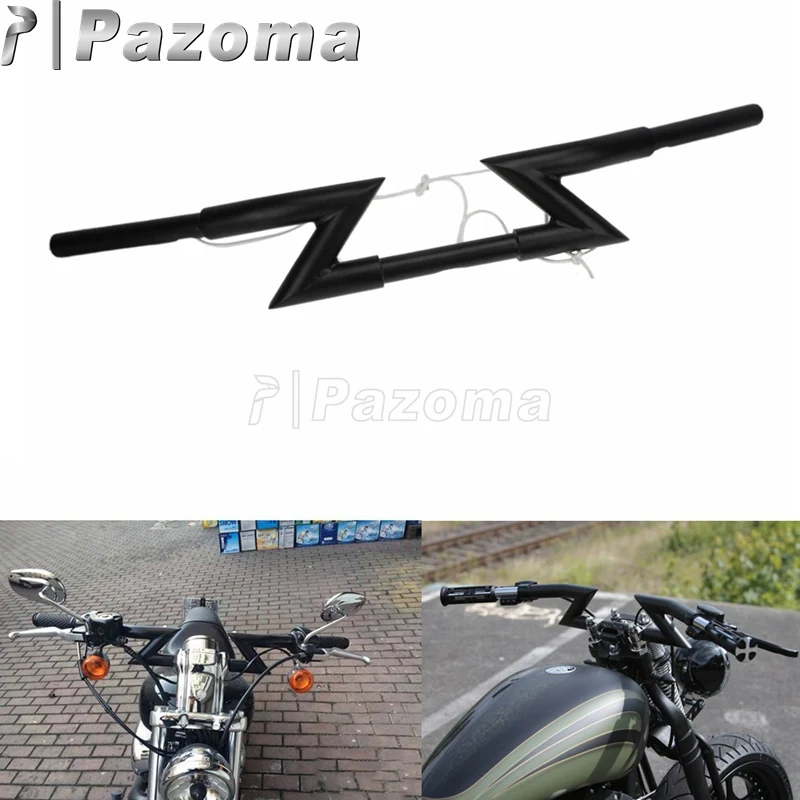 1 дюймов матовый черный мотоцикл Clubman руль Crazy Z Bars для Harley Honda Chopper Suzuki Kawasaki Yamaha Triumph ручка бар