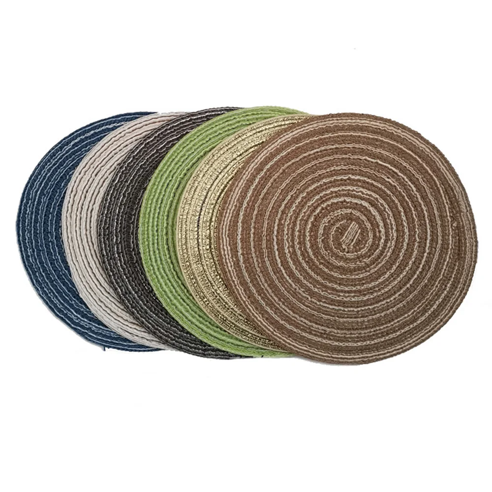 

Dropshipping Table Non-slip Insulation Mat Home European Round Western Table Mat Handmade Elliptica Woven Placemat