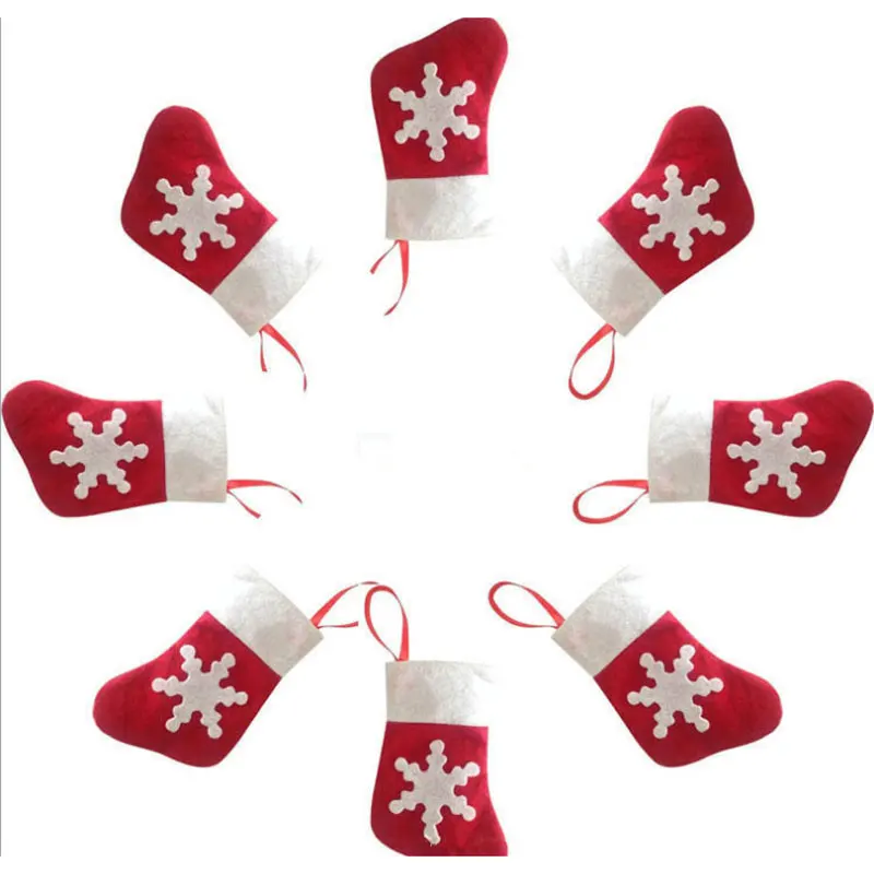 10 шт. рождественские носки для девочек посуда комплекты с ножом и набор вилок посуда тарелка маленькое, носки с рождественским рисунком, рождественские украшения для дома с утолщённой меховой опушкой
