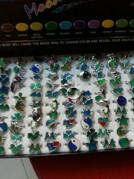 

Mixed design mood ring open ring dolphins hearts butterfly lobster smiling face chang color ring
