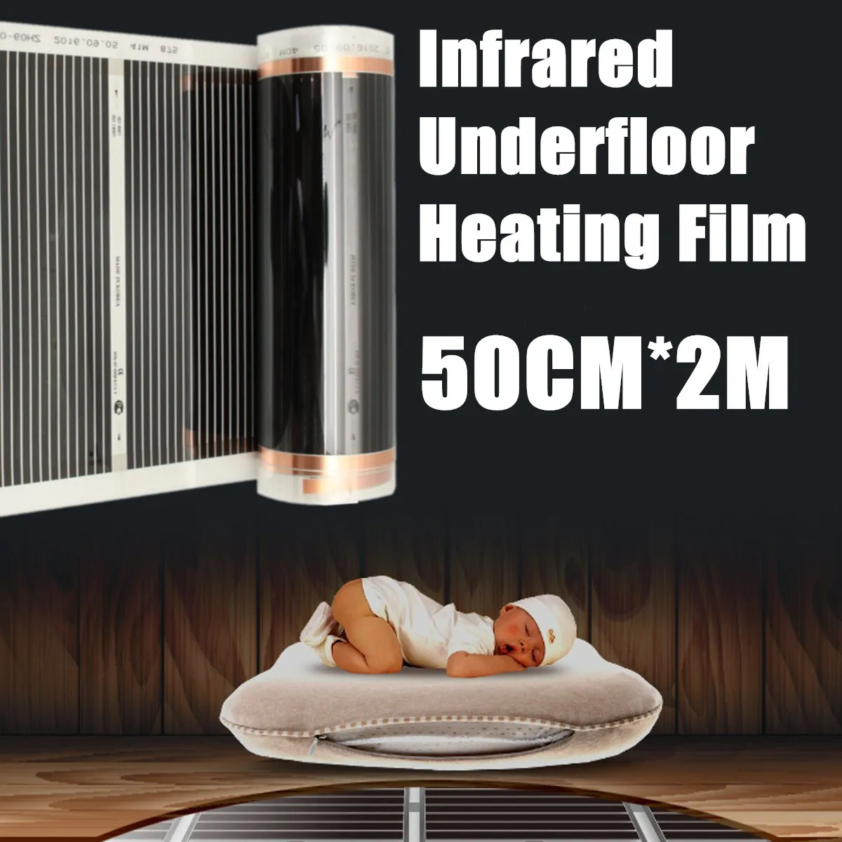 One Square Meter Floor Heating Film AC240V Far Infrared Heating Film 50cm x 2m