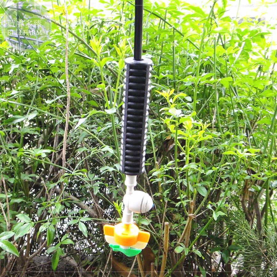 5PCS Hanging Sprinkler Heads Misting Micro Spray Nozzle+Heavy Hammer+Anti-Drip Device+2m 4/7mm hose+1pc double harb  E4260