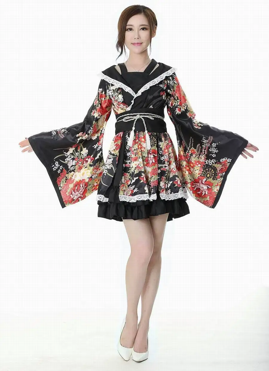 

Japanese kimono traditional girl Geisha girls cosplay Hell girls Enma Ai womens females Cherry suits cosplay lace cos Costume