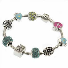 Роскошный бренд, женский браслет, уникальный серебряный кристалл, очаровательный браслет для женщин, сделай сам, бусины, браслеты и браслеты, ювелирное изделие, подарок