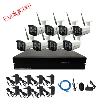 

Evolylcam 4CH/8CH NVR Wireless 2MP 1080P IP Camera Onvif P2P WiFi Outdoor IR Bullet Security Surveillance CCTV Camera System Kit