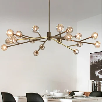 

Nordic dining chandeliers modern designer crystal chandelier lamp for living room American bedroom molecular hanging lighting