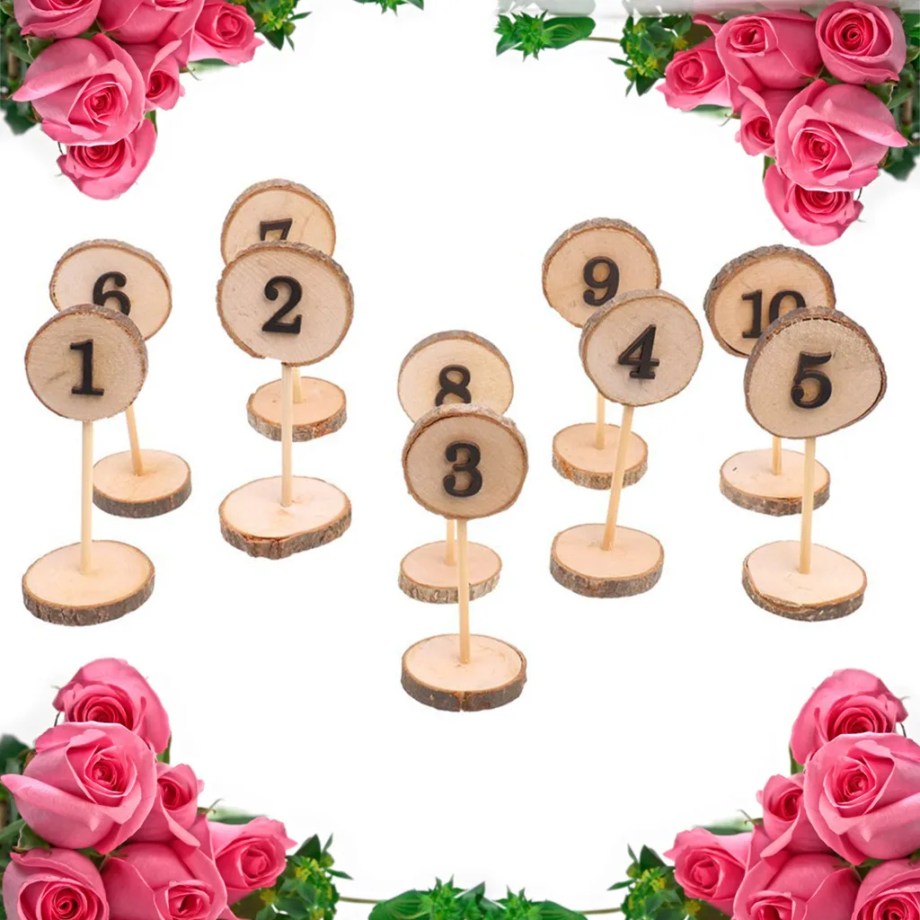 

Rustic Wooden Hanging Ornament Wedding Party Event Supplies 1-10 Numbers Table Number Figure Card Signs Home Decoration