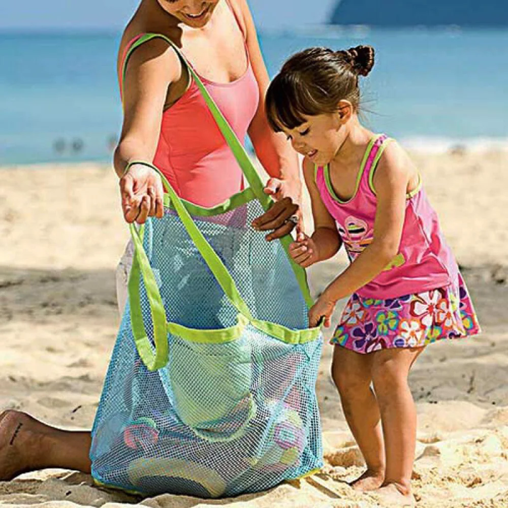 Children Sand Protable Mesh Bag Kids Beach Toys Clothes Towel Bag Baby Toy Storage Sundries Bags Wo