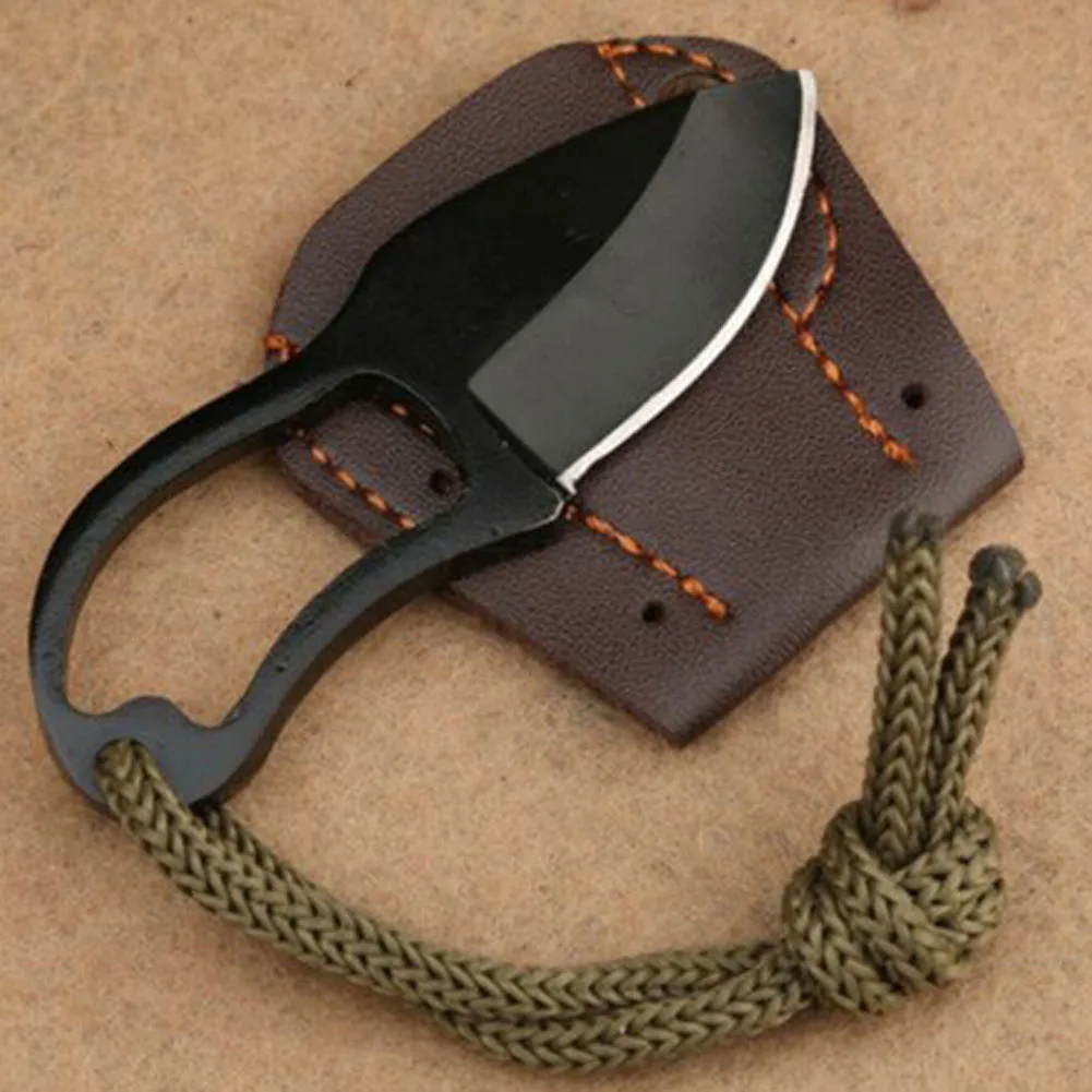 Mini MC Pocket Karambit with leather sheath cutter portable claw knife