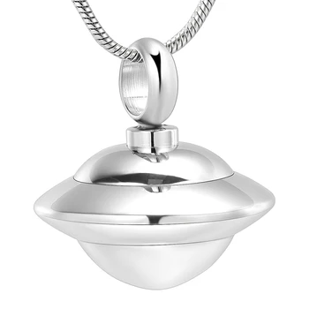 

IJD10065 Space Ship Stainless Steel Memorial Cremation Urn Jewelry Necklace UFO High Capacity Keepsake Pendant Ashes Holder