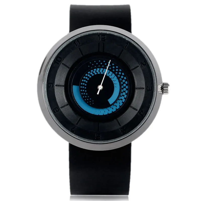 

2017 Unique Special Quartz Watch Men Rotation Dial Casual Modern Creative Spiral Rubber Strap Student Cool Brief Male Clocks