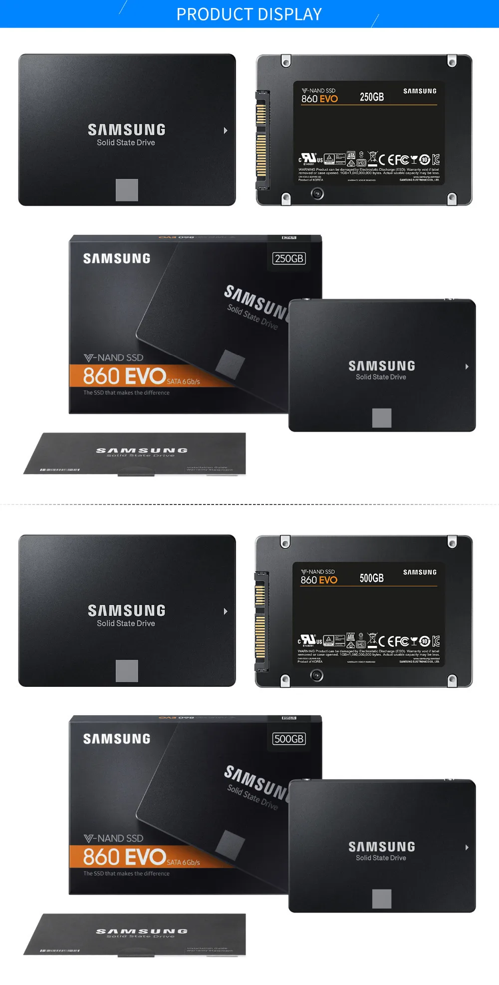 Samsung 860 Evo Ssd 250 ГБ 500 1 ТБ Жесткий Диск Внутренний твердотельный жесткий диск Hdd Sata3 2,5 дюймовый ноутбук Pc диск Hd Ssd