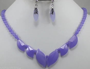 

$wholesale_jewelry_wig$ Pretty Purple Jade Necklace Earring Set