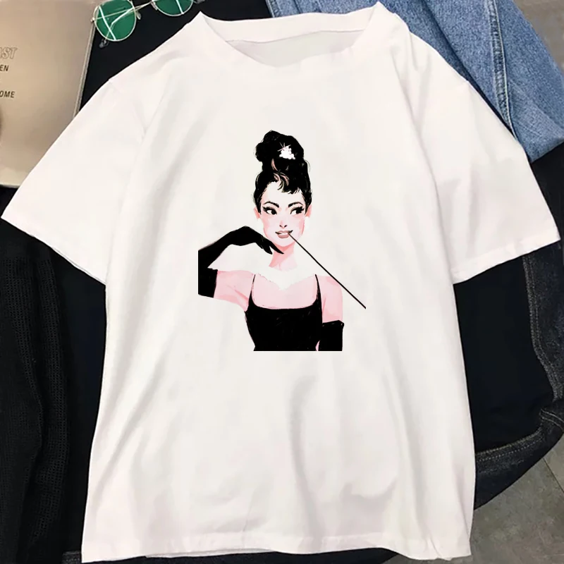 

Audrey Hepburn Graphic Tee Shirt Femme Harajuku T Shirt Aesthetic Women Clothes Ulzzang Streetwear Kawaii Tops Camiseta Mujer