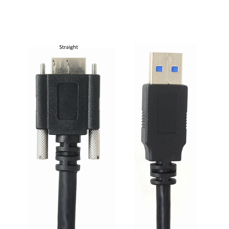 straight USB 3,0 a-b 90 градусов вправо и влево и вверх и вниз Угловой Micro B USB 3,0 с замком винты крепление кабель для передачи данных 1,2 м 3 м 5 м - Цвет: straight