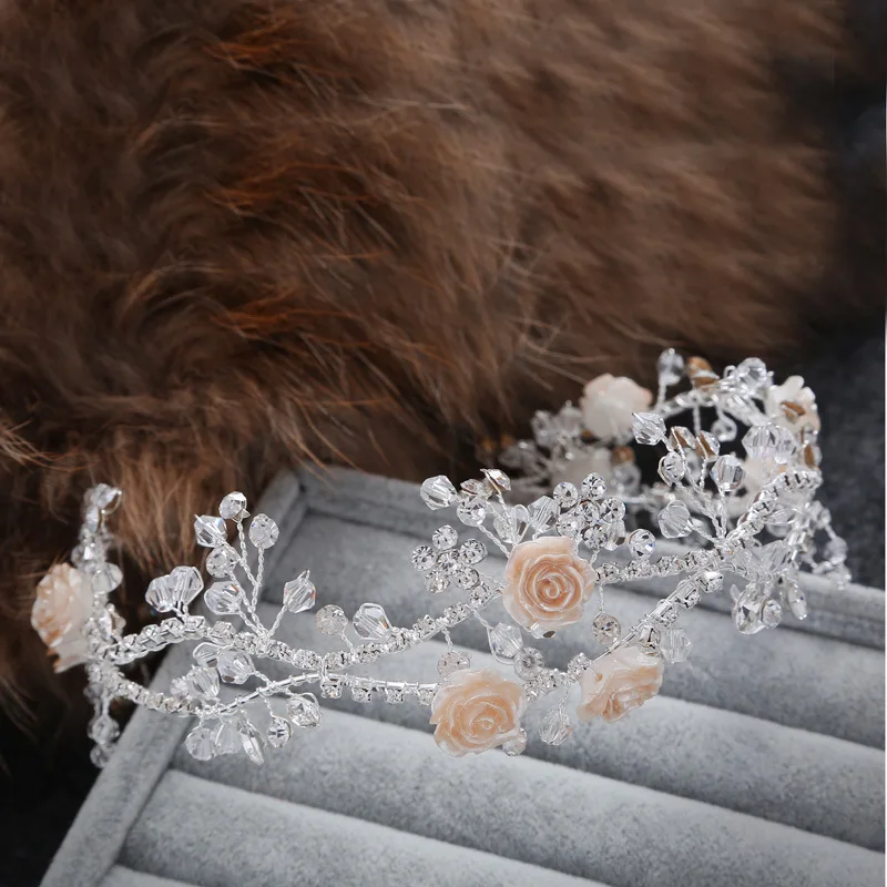 

Crystal Tiara Bridal Hair Accessories flower Headbands For Wedding Quinceanera Tiaras And Crowns Pageant Diamante Tiara
