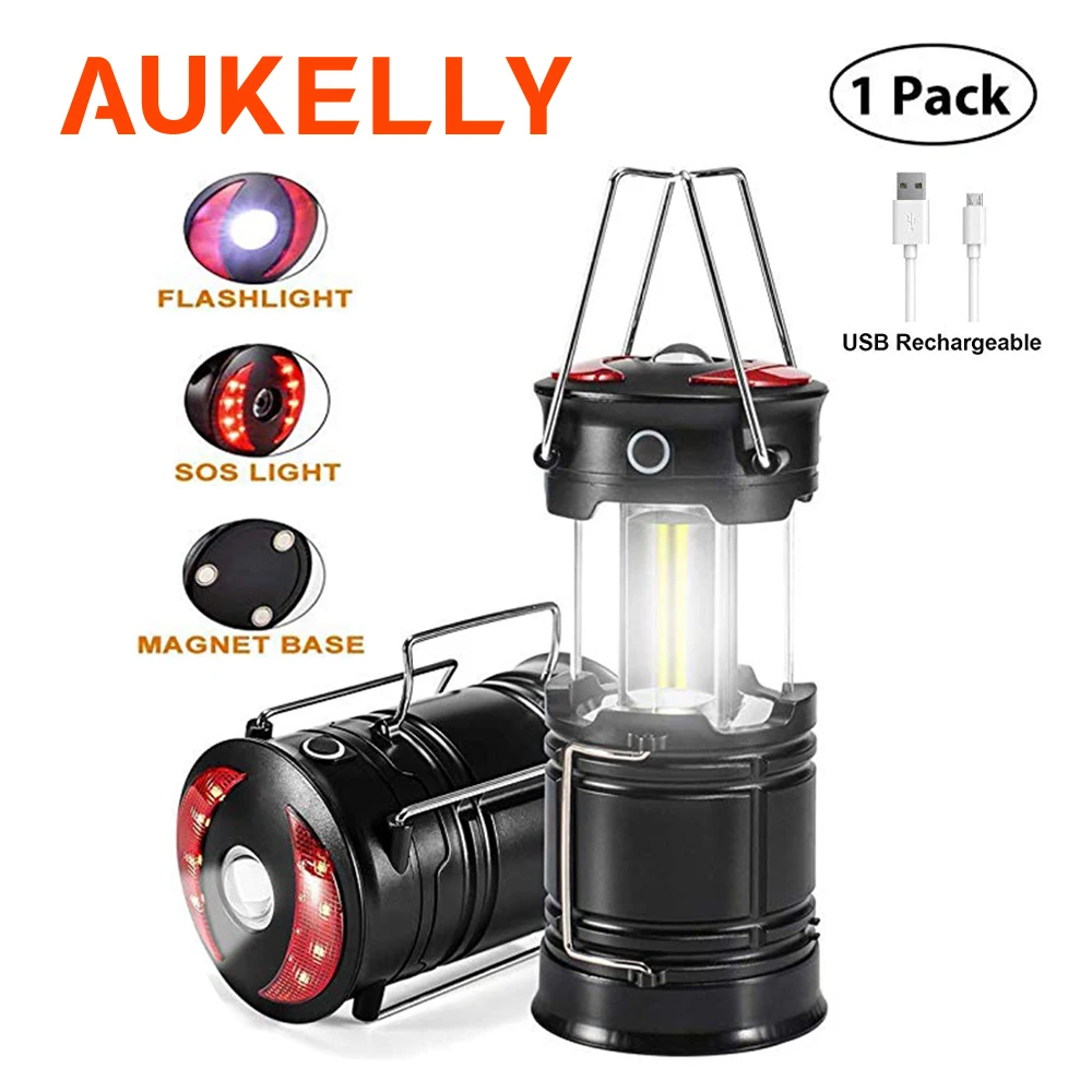 

Aukelly Mini Portable COB Camping Lanterna USB Rechargeable LED Beach Stretch Tent Light Outdoor Waterproof Hiking Fishing Lamp