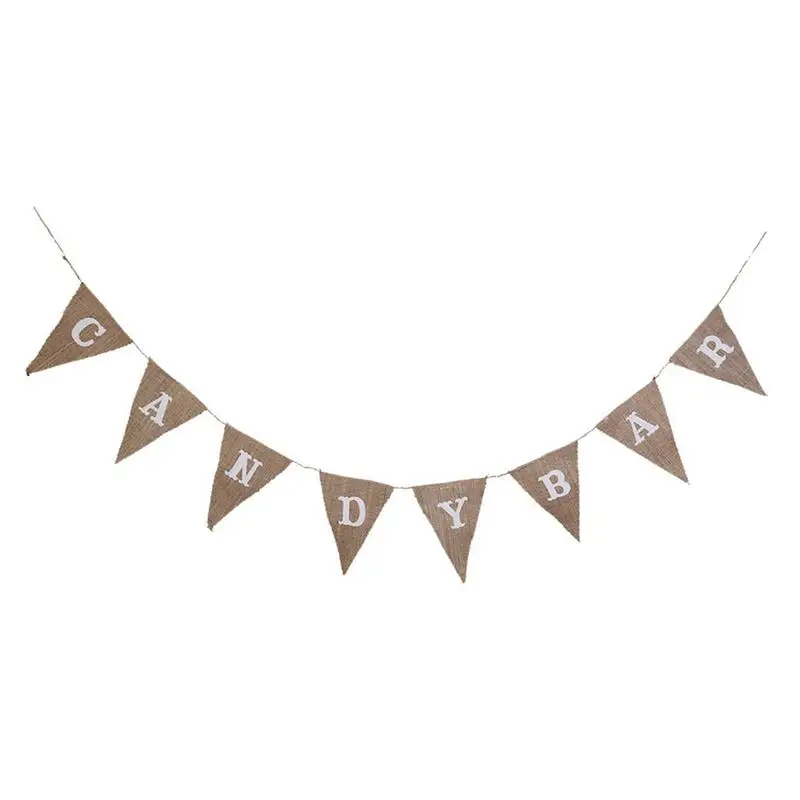 

CANDY BAR Burlap Flag Banner Wedding Decoration Bunting Vintage Party Birthday Home Garden Garland Decoration