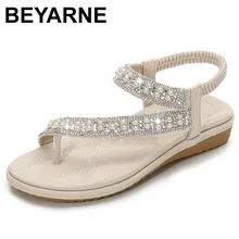 BEYARNEwedding/женские сандалии на плоской подошве; сезон лето; украшенные кристаллами; большие размеры; свадебные туфли без застежки; белые туфли с широким верхом; украшение из жемчуга; обувь с кольцом
