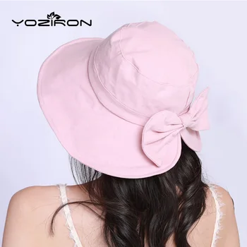 

Cotton Solid Bow Sun Hats For Women Summer Adult Casual Pink Summer Cap Women Ladies Bow Wide Brim Beach Caps Sun Hat