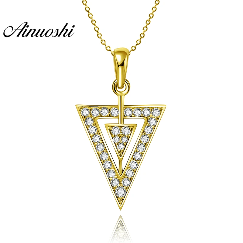 

AINUOSHI 10K Solid Yellow Gold Pendant Arrow Pendant SONA Diamond Women Men Jewelry Double Triangle Arrow 1.9g Separate Pendant
