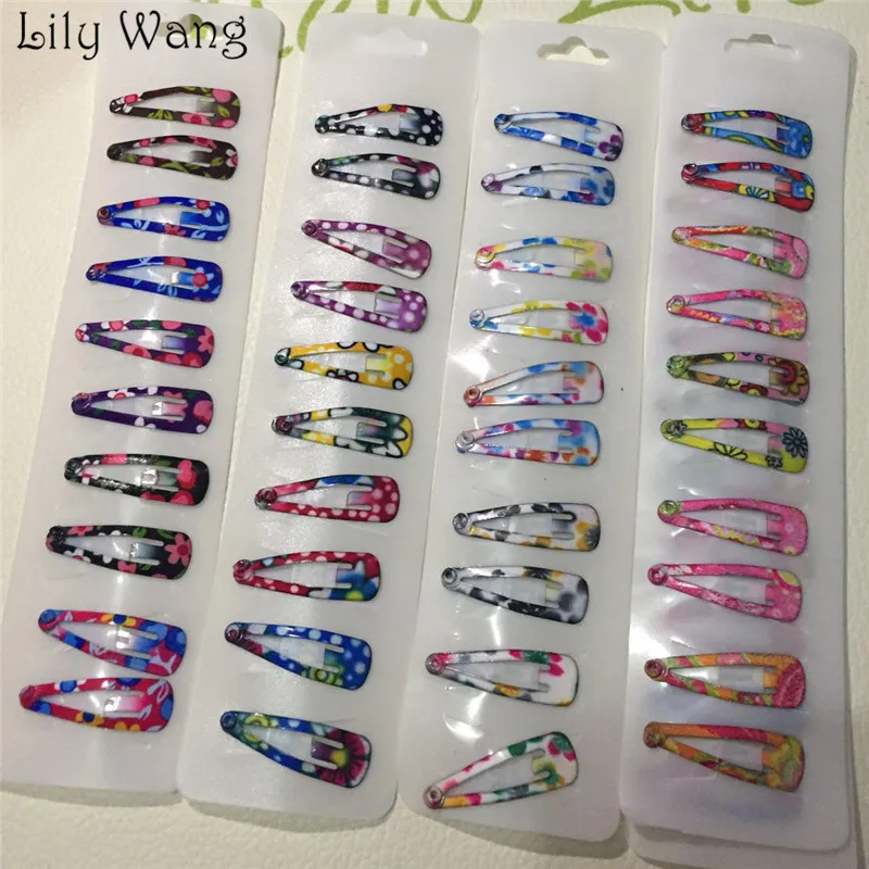 

Korean 50Pcs/5Set Children Mini Small 30mm Print Snap Hair Clips For Girls Kids Hairpins For Girls Hair Accessories Hairgrips