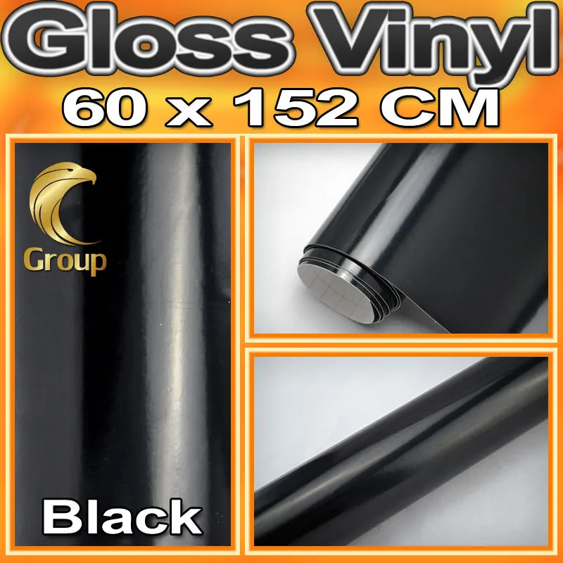 Black Glossy Vinyl Wrap Self adhesive Film With Air Drains PVC Calendared High Quality Size1