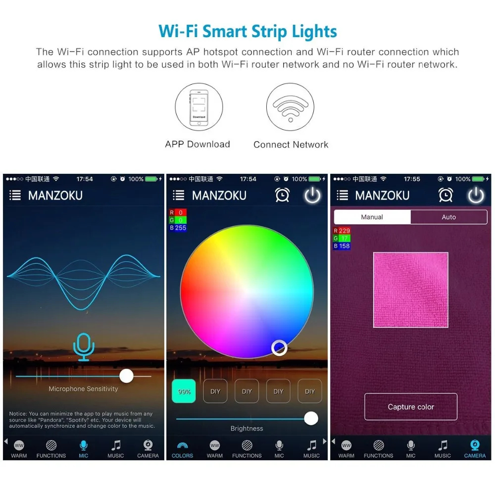 5 м-25 м 12 В 5050 RGB wifi Светодиодная лента 60 светодиодный/м умный телефон управление функцией синхронизации музыки работа с Alexa Google Home светодиодный комплект тестовых полосок
