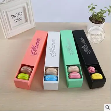 

2018 New Arrival Dessert Macaron Box Kraft Paper Gift Cookies Cake Packaging Box Rectangle Biscuits Pastry Box Storage Container