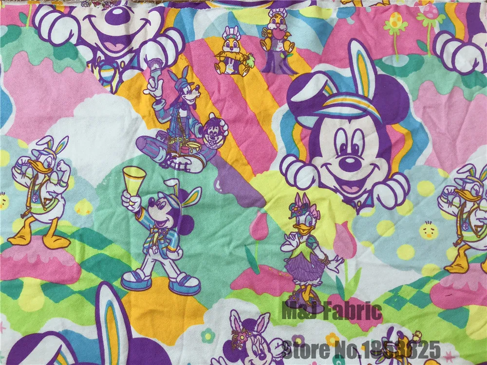 100*200 м Минни Микки Терри трикотажные хлопковые ткани для пэчворка мультфильм ткань DIY Швейные для маленьких мальчиков и девочек рубашка одежда