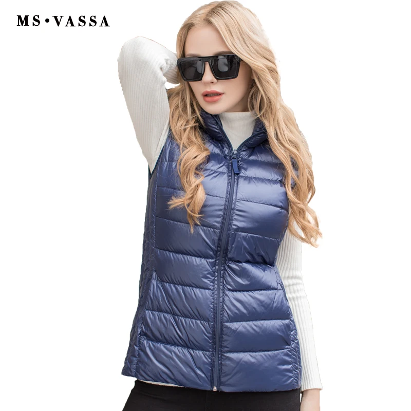 MS VASSA ladies vest Spring light down women vest plus over size S 7XL
