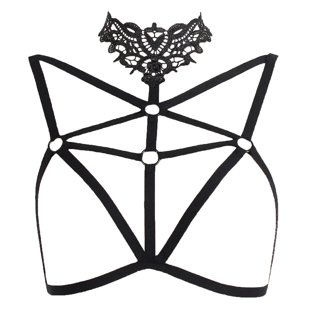 Sexy Women Lingerie Bandage Bra Lace Halter Neck Hollow Out Bustier Bralette Elastic Cage Erotic Strappy Camis Vest Sex Toy