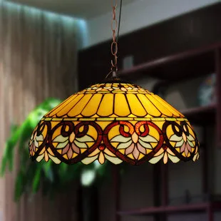 

16inch Tiffany Baroque Stained Glass Suspended Luminaire E27 110-240V Chain Pendant lights for Home Parlor Dining Room