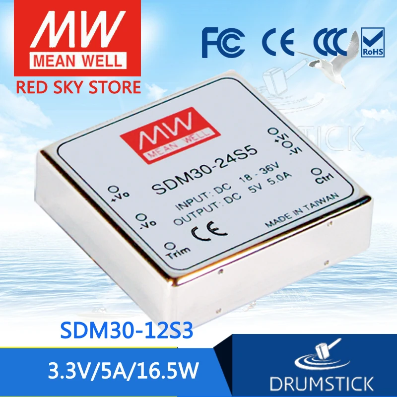 

MEAN WELL SDM30-12S3 3.3V 5A meanwell SDM30 3.3V 16.5W DC-DC Regulated Single Output Converter