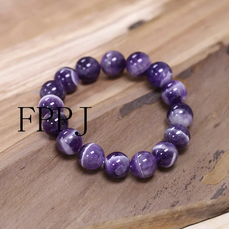 amethyst round 10-20mm bracelet 7.5inch wholesale beads FPPJ nature