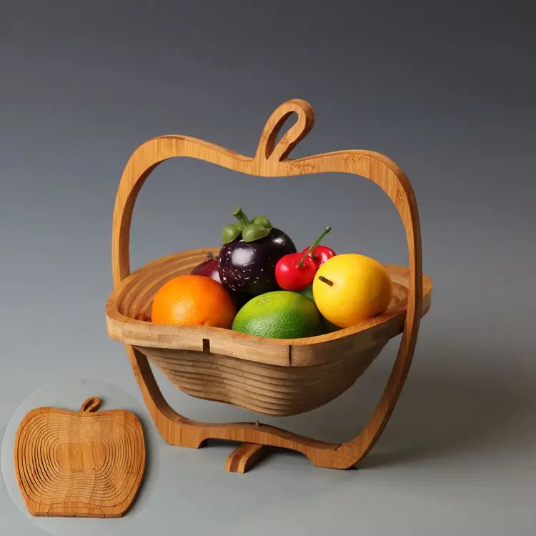 

Bamboo fruit baskets Folded Fashionable Storage Basket Home Decoration Apple Design Collapsible Bamboo Fruit Bowl