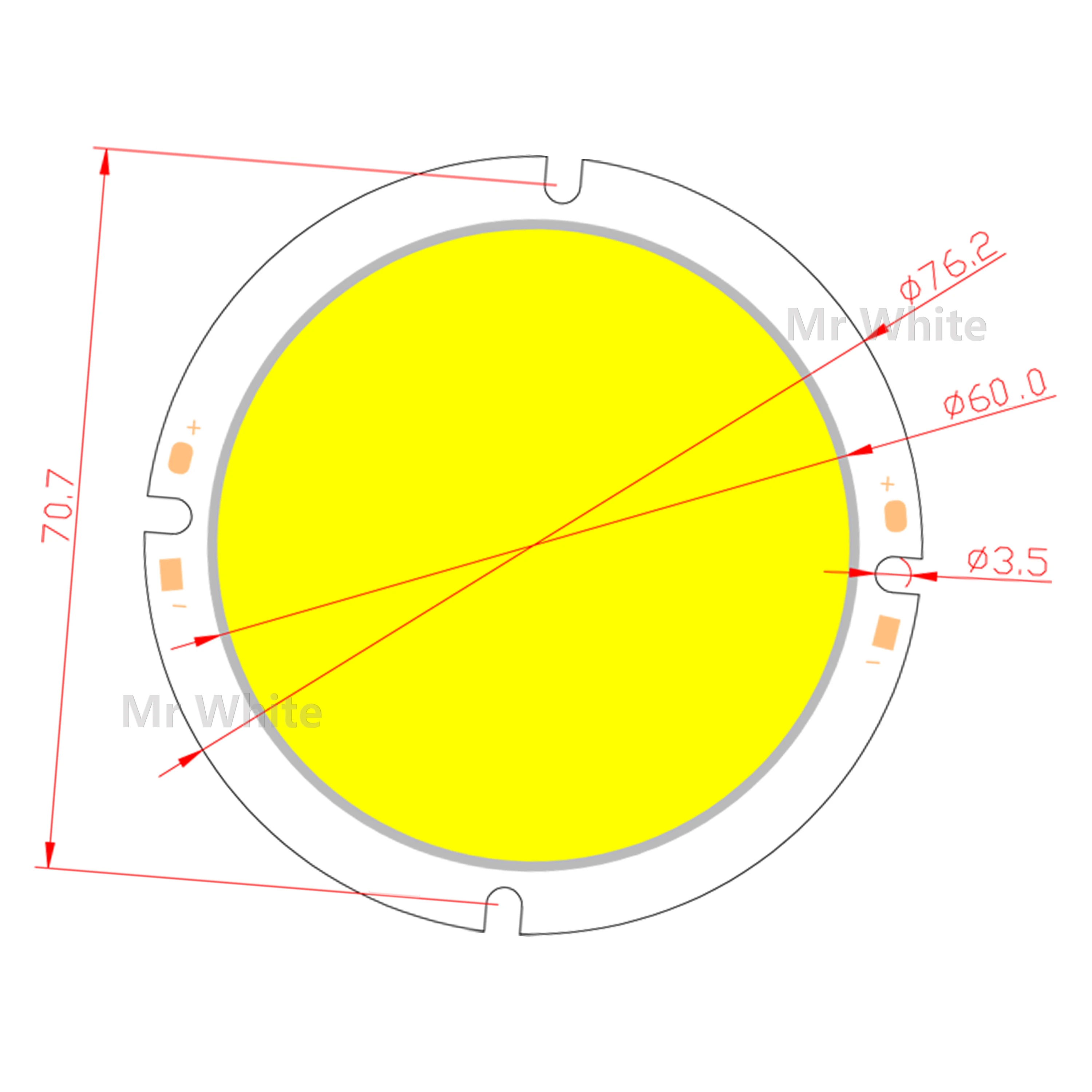 

76mm Round LED COB Light Source 20W 30-33V DC High Lumen High Power Module chip on board for downlight