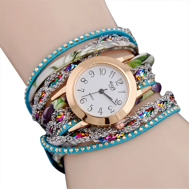 2018 Vintage Women Watches Rhinestone Stud Leather Band Bracelet Watch Analog Qu 2018 Vintage Women Watches Rhinestone Stud Leather Band Bracelet Watch Analog Qu