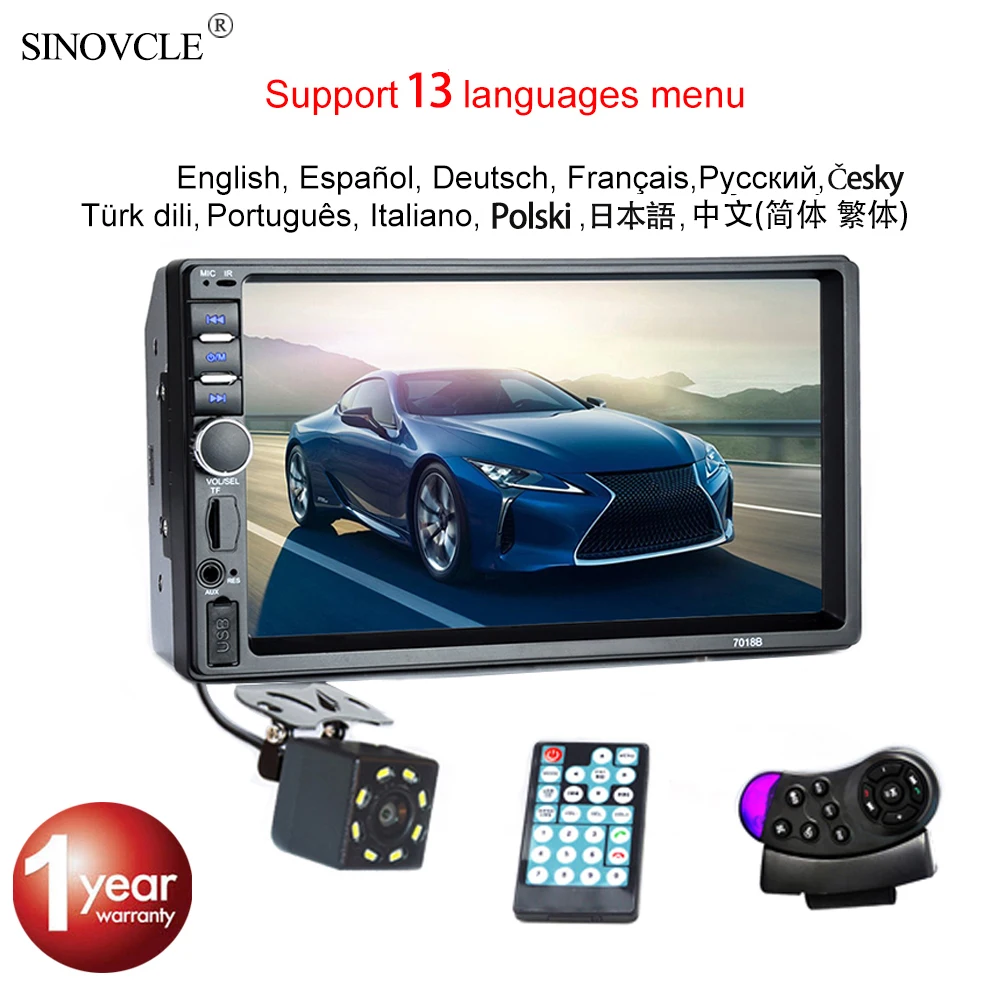 Автомобильный Радио HD 7 &quotсенсорный экран стерео 2 Din Bluetooth 12V FM ISO мощность Aux вход
