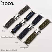 Hoco lifesaving нейлоновая лента для Apple Watch 4 44 мм 40 мм камуфляж тканые ремешки Браслет с металлической пряжкой для Iwatch 3 2 1