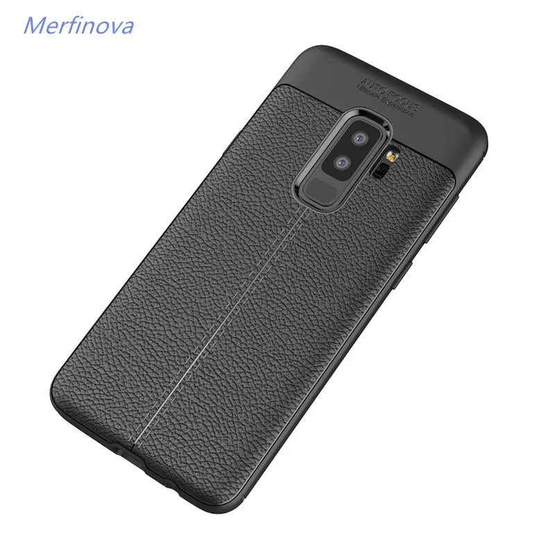 Кожаный чехол для samsung Galaxy S9 Plus Мягкий на заднюю панель телефона с узором Личи fundas