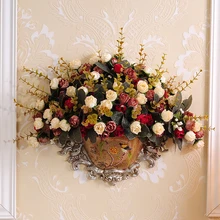 Европа ретро дома висячая ваза фигурка жираф и девушка стены поддельные цветок пятно гостиной ТВ фон Фреска художественные аксессуары