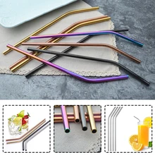 Красочные соломинки из нержавеющей стали многоразовые, для питья соломы прямой/изогнутая металлическая соломинка аксессуары для домашней бутылки с здоровыми материалами